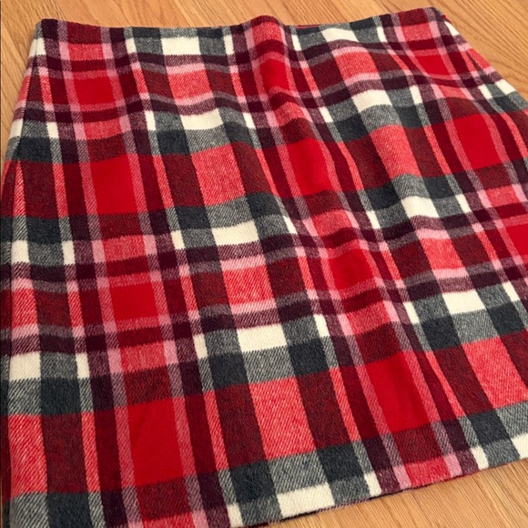 LOFT Red and Gray Plaid Skirt - Picture 2 of 7